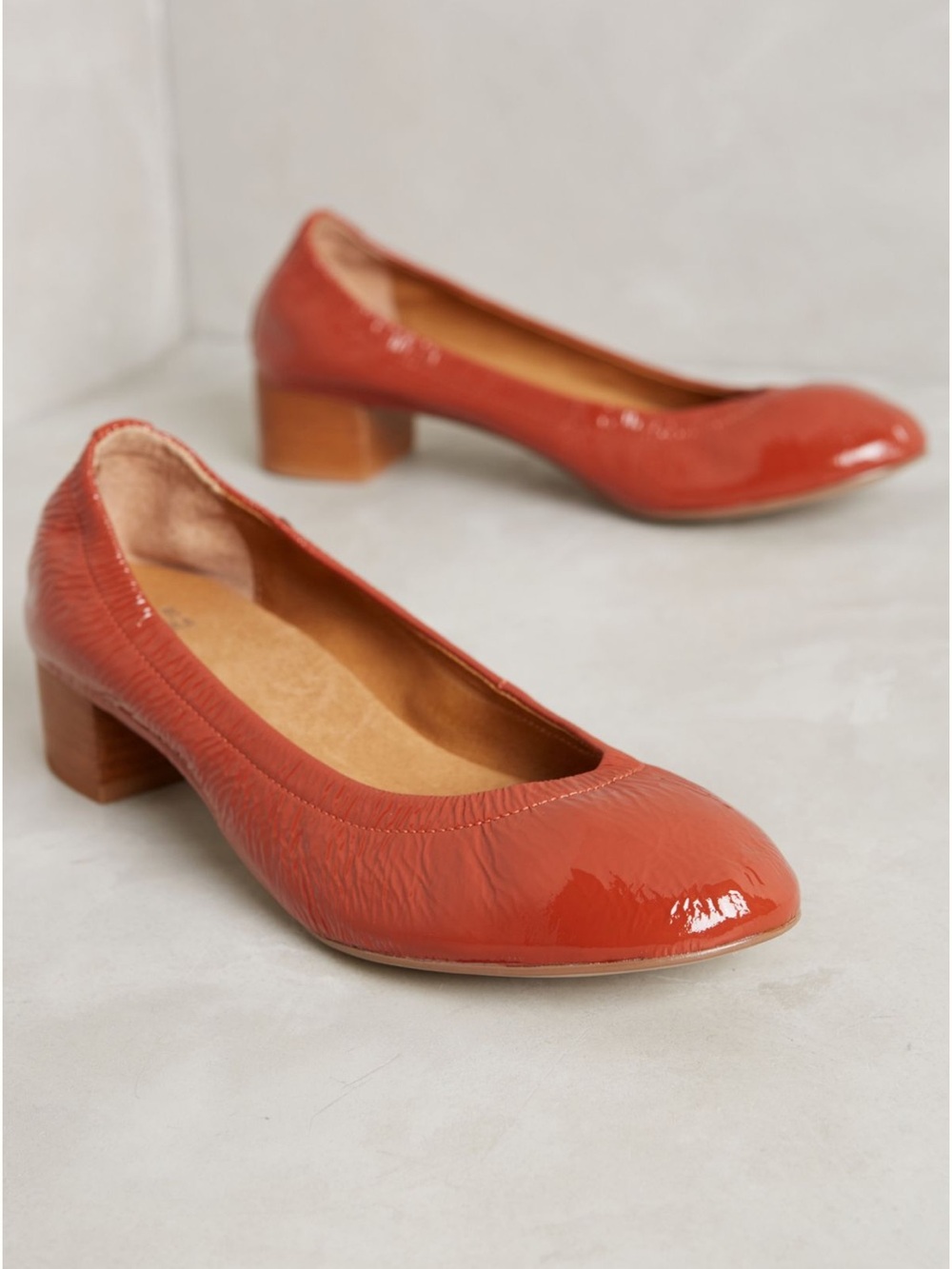 Anthropologie Jasper & Jeera ‘Gilen’ HeelWomen’s Dark Orange Patent Block Pump